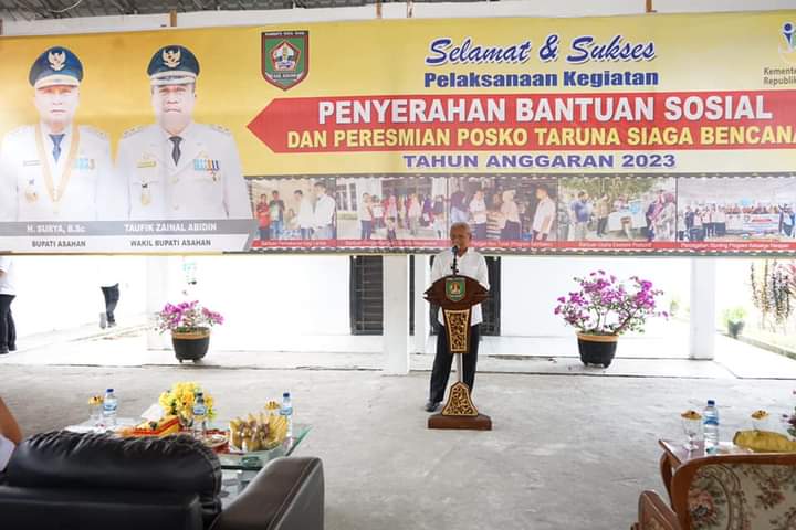 Bupati Asahan Serahkan Bantuan Sosial dan Resmikan Posko Taruna Siaga Bencana