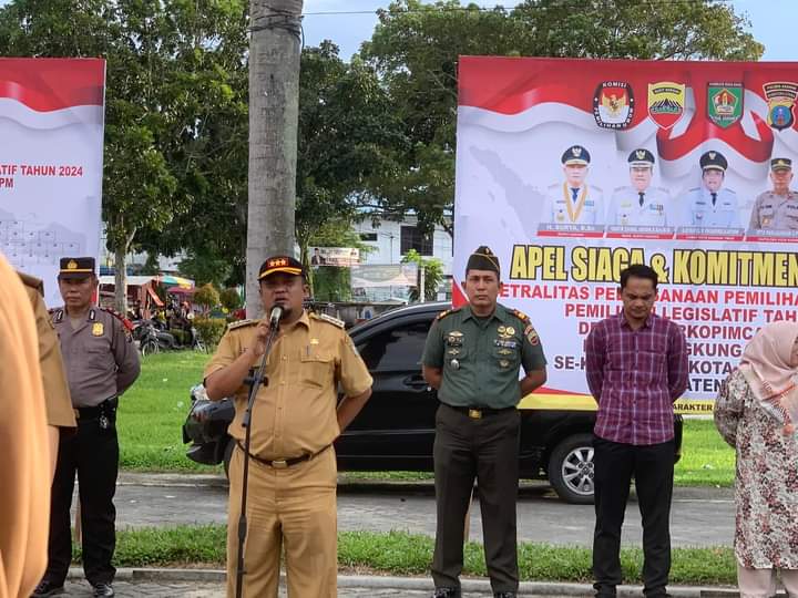 Camat Kota Kisaran Timur Pimpin Apel Siaga Komitmen Bersama Netralitas Pemilu 2024